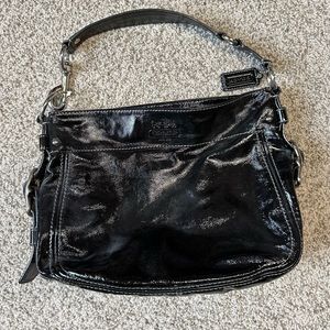 Black patent leather coach purse